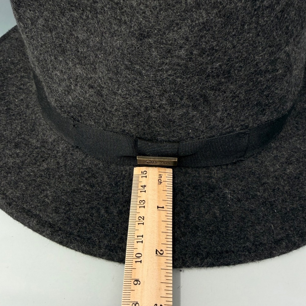 Biltmore 1917 Mens Wool Fedora Hat Charcoal Grey Medium Grosgrain Ribbon Band - Picture 6 of 16